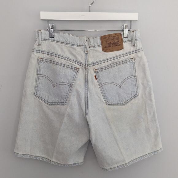 Vintage Women's Levi's 950 Relaxed Fit 13 Denim Shorts Jort Orange Tab Yellowing - Picture 3 of 10